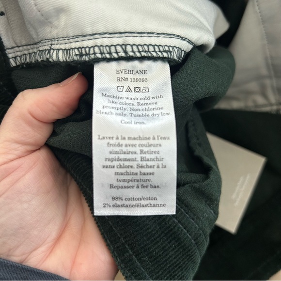 Everlane The Relaxed Wide Leg Corduroy Casual Pants Dark Green 10 NWT - Picture 5 of 9